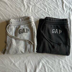 Gap LOT of 2 - Women's Small Petite Heather Gray Drawstring Pull-On Joggers